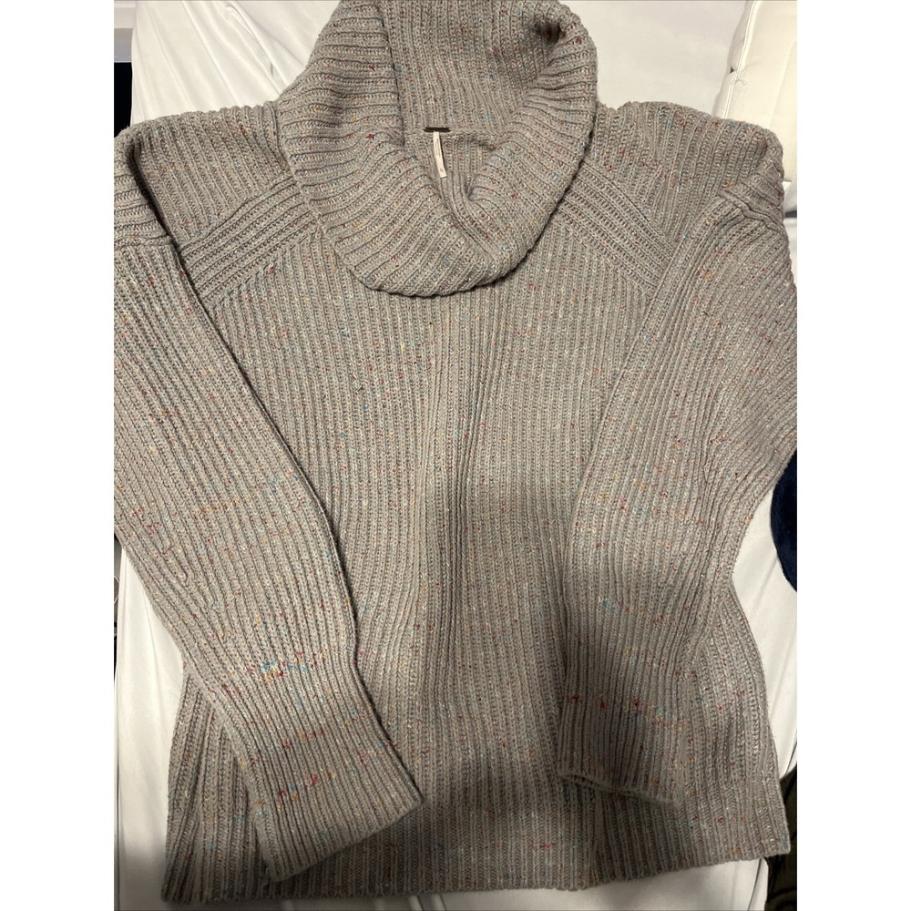 Free People Sweater Womens Medium Knit Relaxed Loose Cowl Neck Cozy Tunic